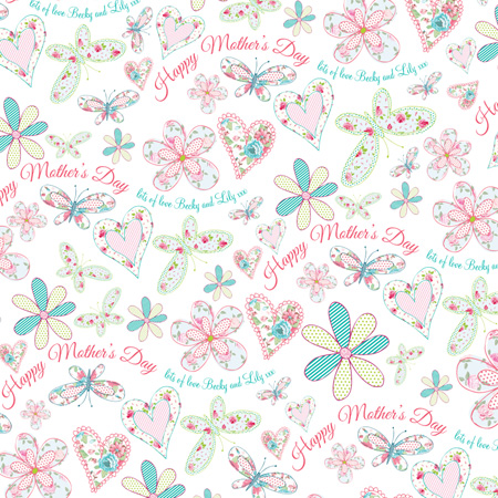 Personalised Wrapping Paper - Mothers Day Hearts