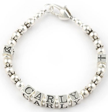 Pearl & Sterling Silver Baby & Child Name Bracelet