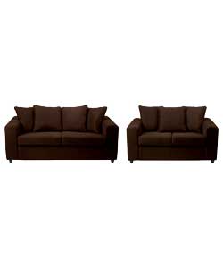 Perth Chenille Large and Regular Sofa - Chocolate