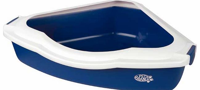 Pet Brands Corner Cat Litter Tray with Rim - Blue
