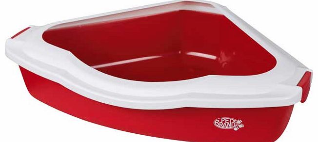 Corner Cat Litter Tray with Rim - Red