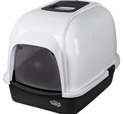 Oval Cat Litter Tray with Hood - Black