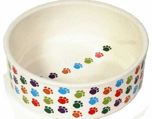 Pet Brands Paw Prints Ceramic Dog Feeding Dish -