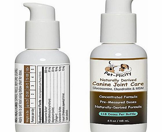 Pet-Plicity Liquid Glucosamine for Dogs, Pet Joint Supplement Contains Chondroitin and MSM - All Natural Anti Inflammatory Pain Relief - Naturally Derived Canine Joint Care Supplement - Joint amp; Hip Dysplasia,