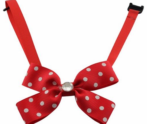 Pet Tie Dogloveit Pet Puppy Cat Dog Bow Tie Polka Dot Style Adjustable Bowtie w/ Crystal Fashion Accessories for Pet Dog Cat (Red)