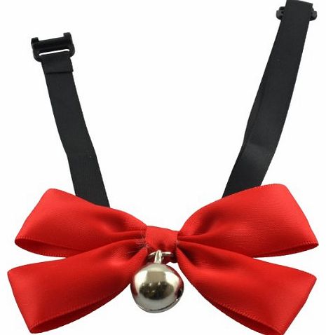 Dogloveit Pet Puppy Cat Dog Bow Tie Pure Color Style Adjustable Bowtie with Bell Fashion Accessories for Pet Dog (Red)