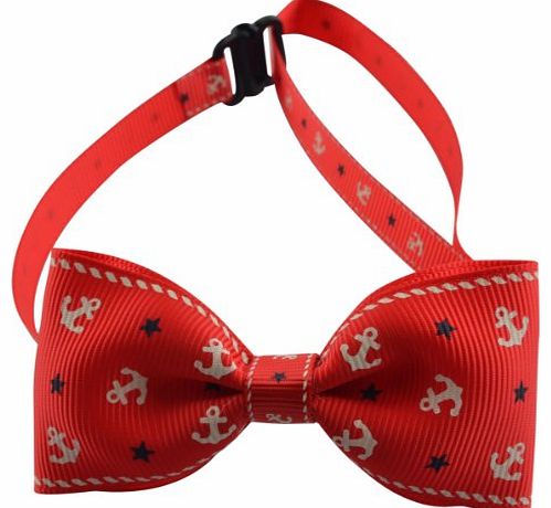 Dogloveit Pet Puppy Cat Dog Bow Tie Ship Anchor Style Adjustable Bowtie Fashion Accessories for Pet Dog Cat (Red)