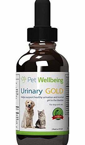 Pet Wellbeing - Urinary Gold - A Natural, Herbal Supplement for Dog and Cat Urinary Tract Health - 2 oz/59ml Liquid Bottle