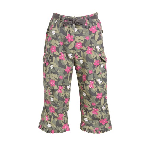 Girl` Camouflage Leaf Capri Trousers