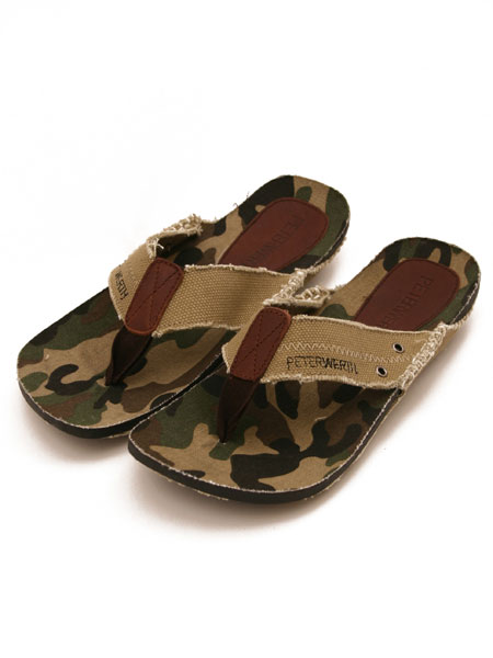 Peter Werth Beige/Camo Toe Post Sandal