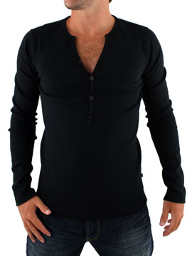 Peter Werth Black Long Sleeved Ribbed T-Shirt