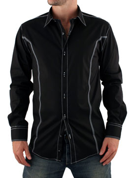 Peter Werth Black Shirt with Contrast Detail