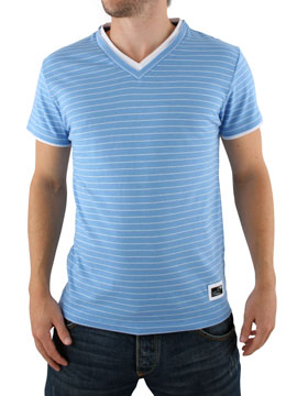 Peter Werth Blue Stripe V Neck T-Shirt