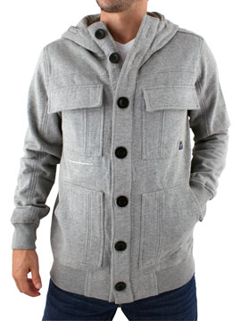 Peter Werth Grey Sweatshirt Button Thru Hooded Top