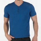 Peter Werth Mens Y-Neck T-Shirt Electric Blue