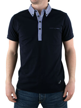 Peter Werth Navy Gingham Polo Shirt