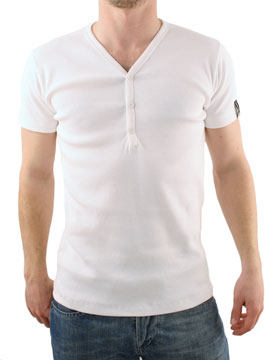 Peter Werth White Ribbed Y-Neck