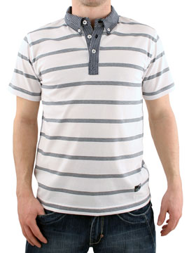 Peter Werth White Striped Polo Shirt