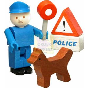 Peterkin Woody Click Police Officer and Dog