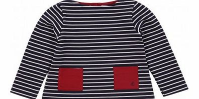 Petit Bateau Red Two-Pocket Striped T-shirt Navy blue `4