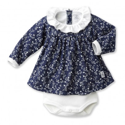 Petit Bateau Sanctus Blouse Babygrow Navy blue `1 month,3