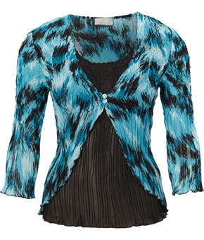 Petite Feather Print Crinkle Blouse