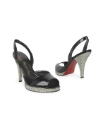 Petra Rubino Black Patent Leather Shiny Platform Evening Shoes