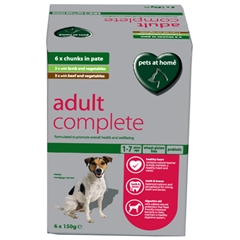Pets at Home Adult Dog Food Tray with Lamb and Beef in Pate 150gm 6 Pack