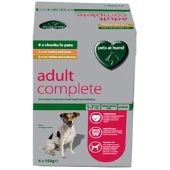 Pets at Home Adult Dog Food Tray with Poultry Chunks in Pate 150gm 6 Pack