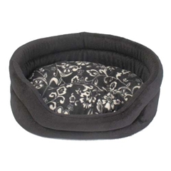 Pets at Home Black and#38; White Flower Oval Cat Bed by Pets at Home