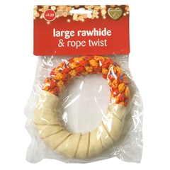 Pets at Home Christmas Rawhide Ring and Rope Dog Treat by Beefeaters