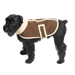 Extra Extra Large Brown Faux Suede and Sheepskin Dog Coat by Pets at Home