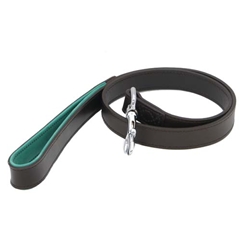 Large Brown Leather Dog Lead with Green Felt Lining 100cm (40in) by Pets at Home