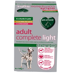 Pets at Home Light Adult Dog Food Tray with Meat Chunks in Pate 150gm 6 Pack