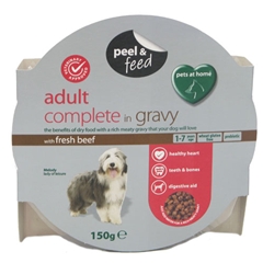 Pets at Home Peel and#38; Feed Adult Complete Dog Food with Beef and38; Gravy 150gm