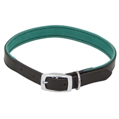 Pets at Home Small Brown Leather Dog Collar with Green Felt Lining 30-40cm (12-14in) by Pets at Home