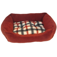 Small Wine Check Sofa Dog Bed by Pets at Home