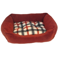 Small Wine Check Sofa Dog Bed by Pets at Home
