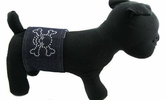 Alfie Couture Designer Pet Accessory - Rox Denim Belly Band Size: M. Costume, Outfit, Vest, Clothing