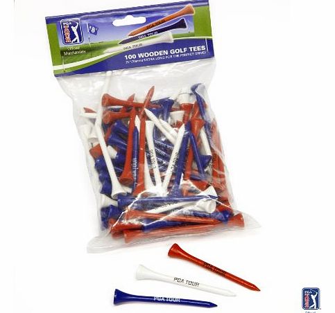 PGA Tour 100 Golf Tee - Red/White/Blue