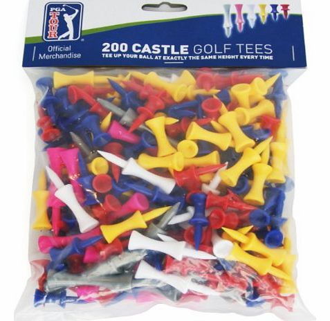 PGA Tour 200 Castle Golf Tee - Red/Yellow/Blue/Pink/Gray