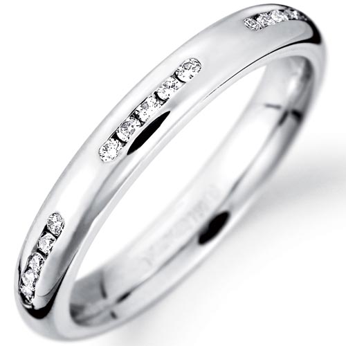 PH Rings 3mm Diamond Set Wedding Band In 18 Carat White Gold