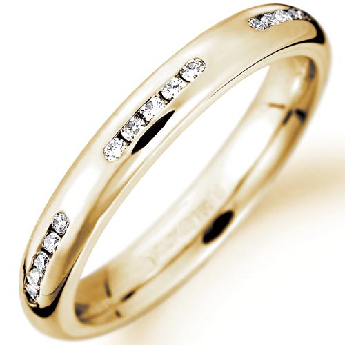 PH Rings 3mm Diamond Set Wedding Band In 18 Carat Yellow Gold