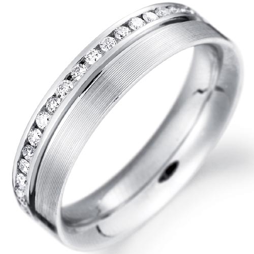 PH Rings 5mm Full Etolie Diamond Set Wedding Band In 18 Carat White Gold