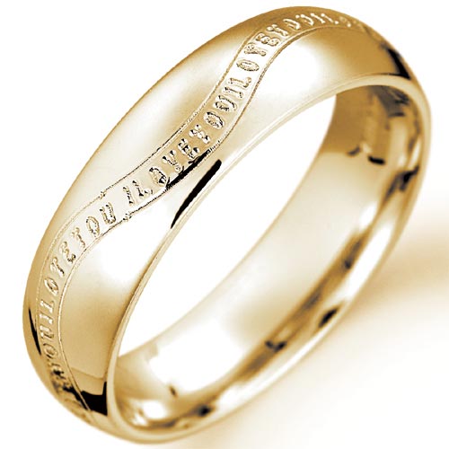  5mm I love You Engraved Wedding Band In 18 Carat Yellow Gold