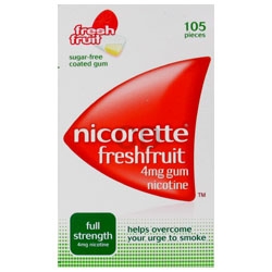 Pharmacy Nicorette Fresh Fruit 4mg full strength Gum 105