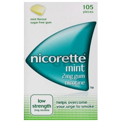 Pharmacy Nicorette Mint Gum 2mg. 105 Pieces.
