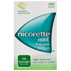 Pharmacy Nicorette Mint Gum 4mg. 105 Pieces.