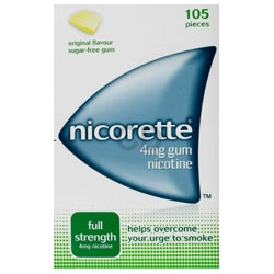 Nicorette Original Gum 4mg. 105 Pieces.
