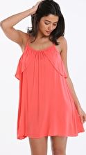 Phax, 1295[^]272976 Colour Mix Frill Dress - Coral